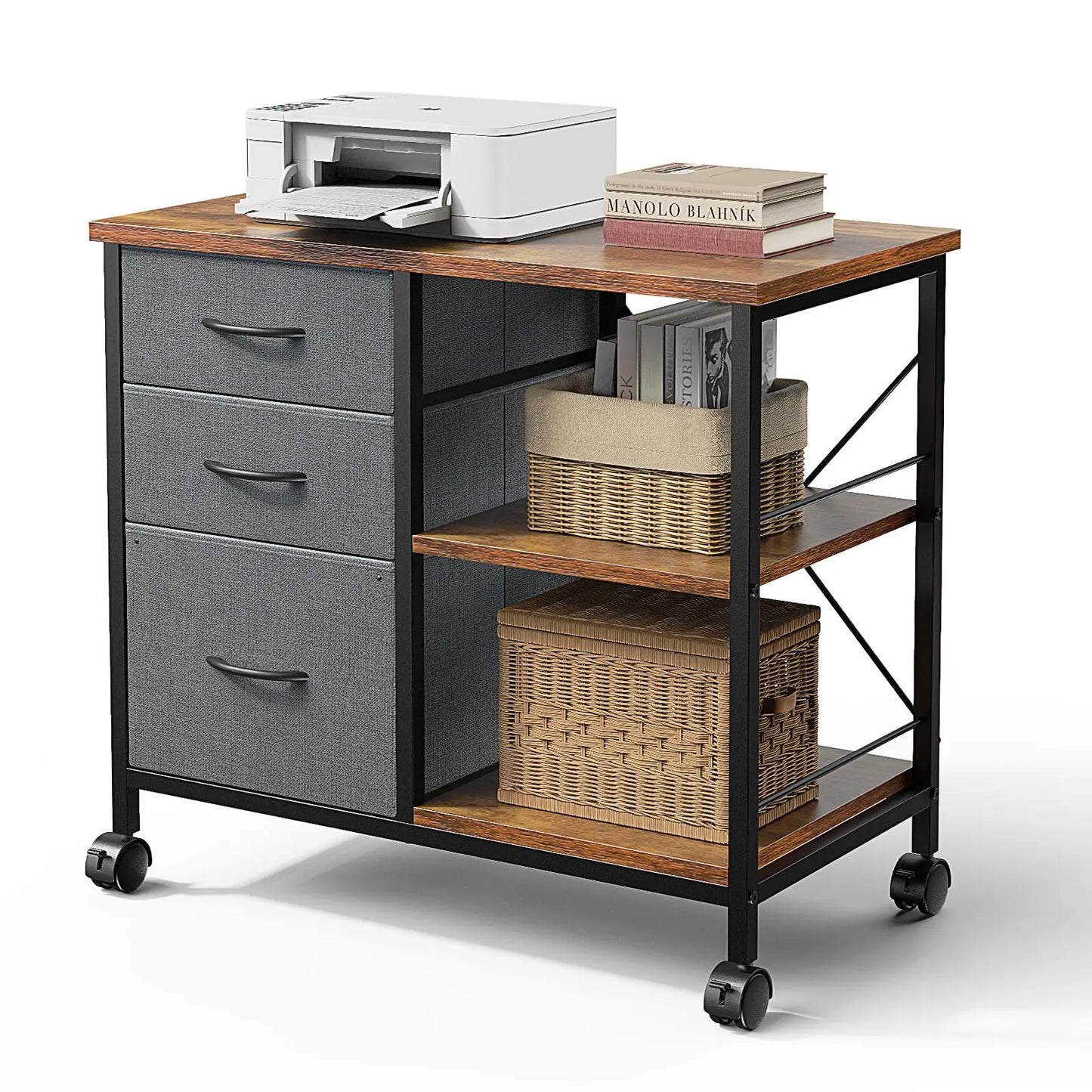 MCQ Living Room Movable 3 Fabric Drawers Cabinet Steel Frame Support Multiple Combination Options Storage Cabinet Of Furniture