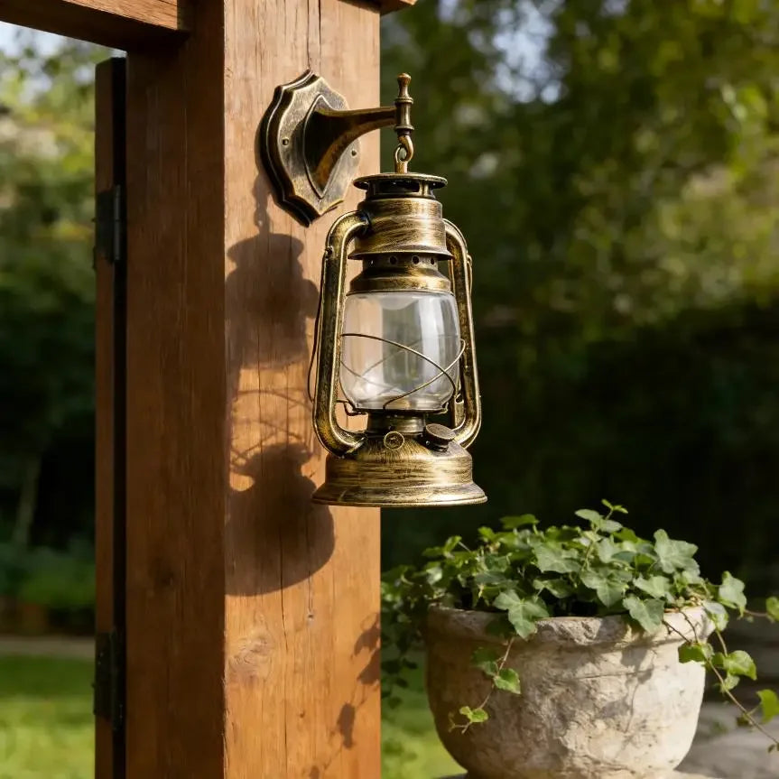 Bymaocar Industrial Antique Bronze Plastic Lantern Sconce Indoor Garden Porch Exterior Wall Light for Home Yard Patio Decor