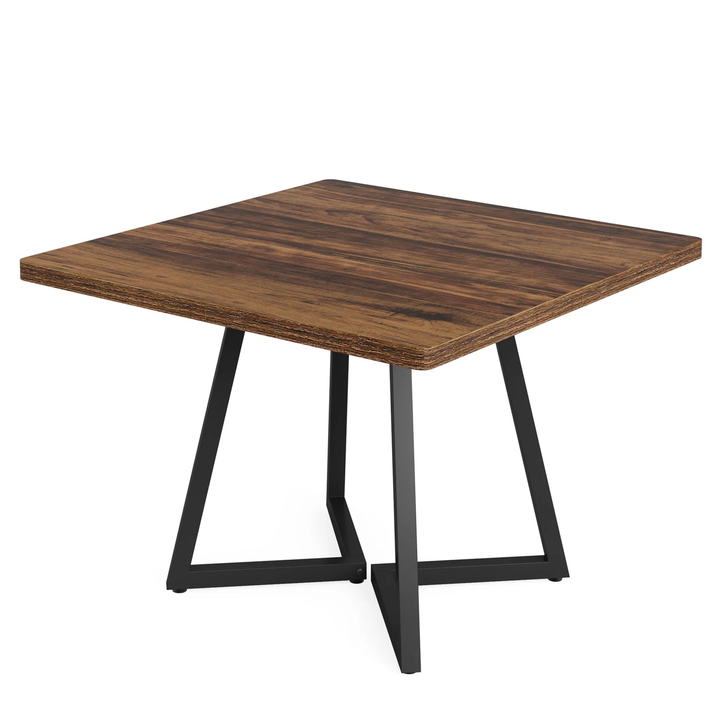 Tribesigns Industrial Square Dining Table With Metal Base Wooden Top