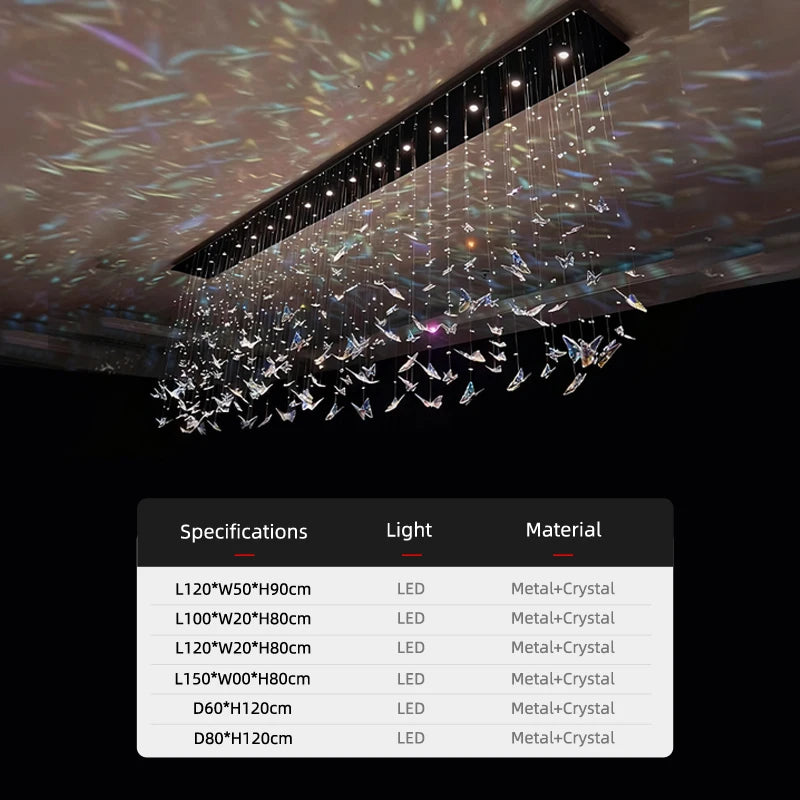 Crystal Butterfly Pendant Chandelier For Living Room