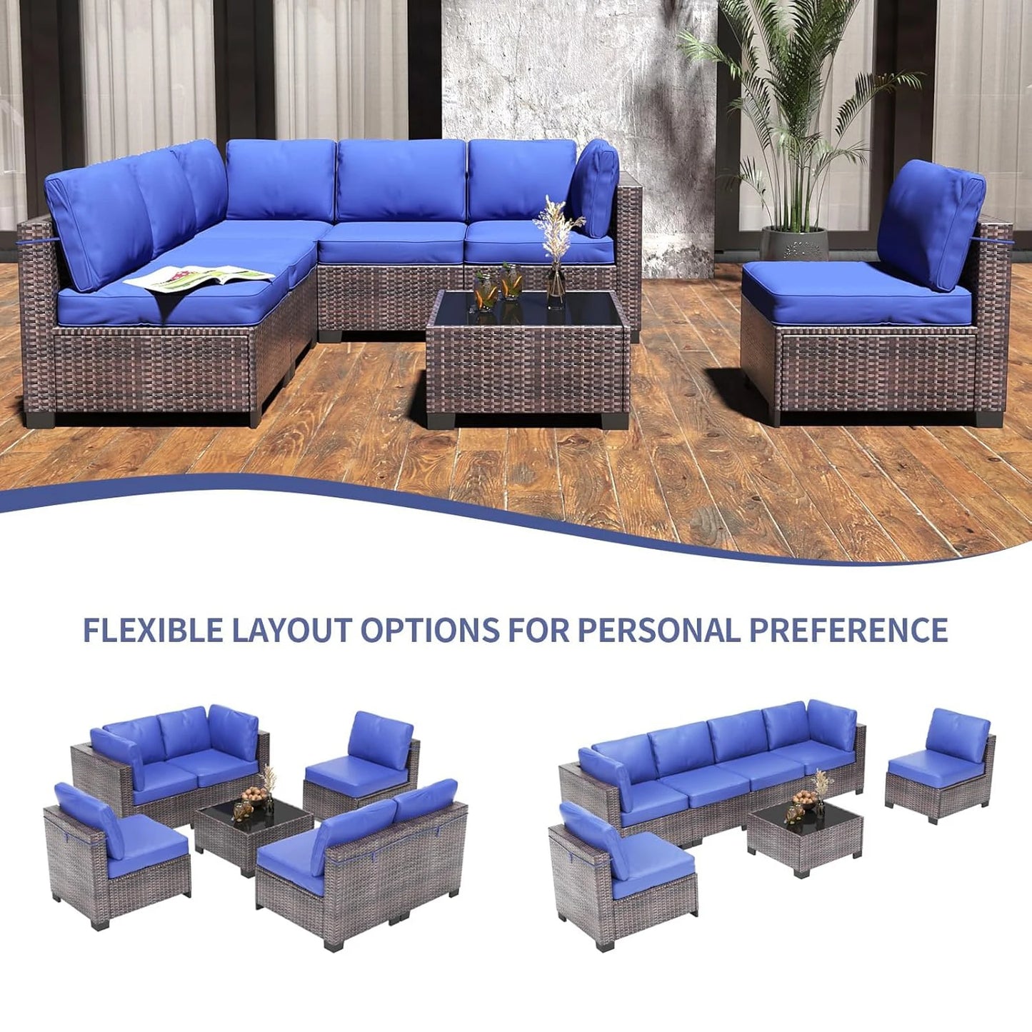 HobbyLane Seven Piece Modular Outdoor Furniture Set