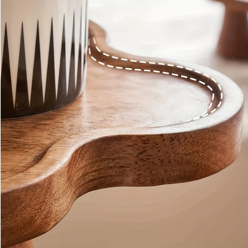 Modern Round Wooden Side Table Pedestal For Living Room