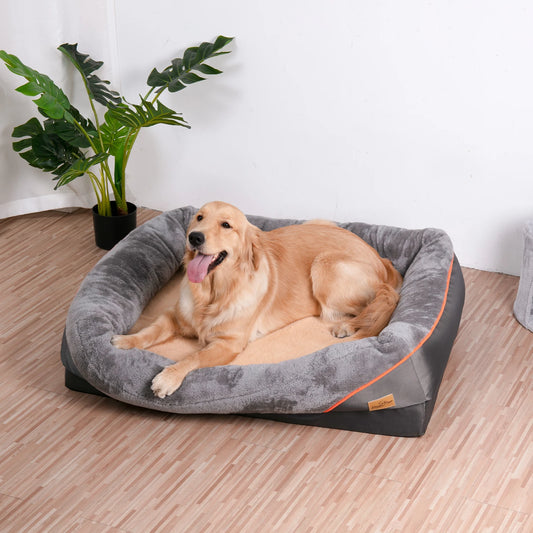 Bingopaw Orthopedic Memory Foam Dog Bed Waterproof Bolster