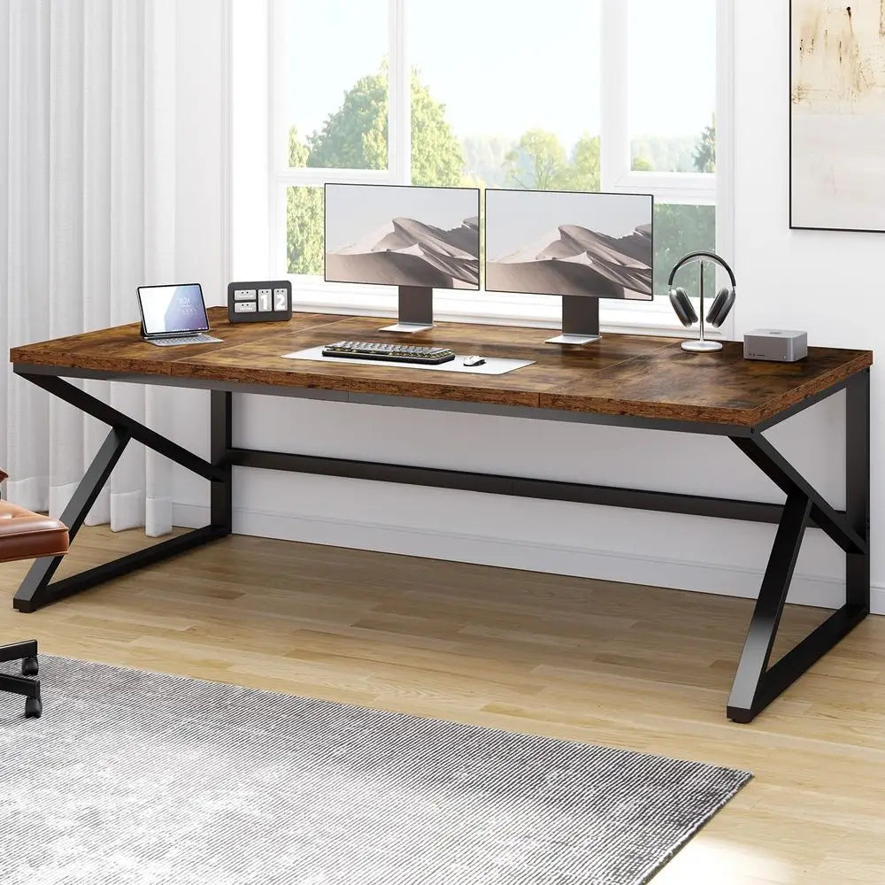 L Shaped Metal Wood Computer Desk For Home Office Gaming