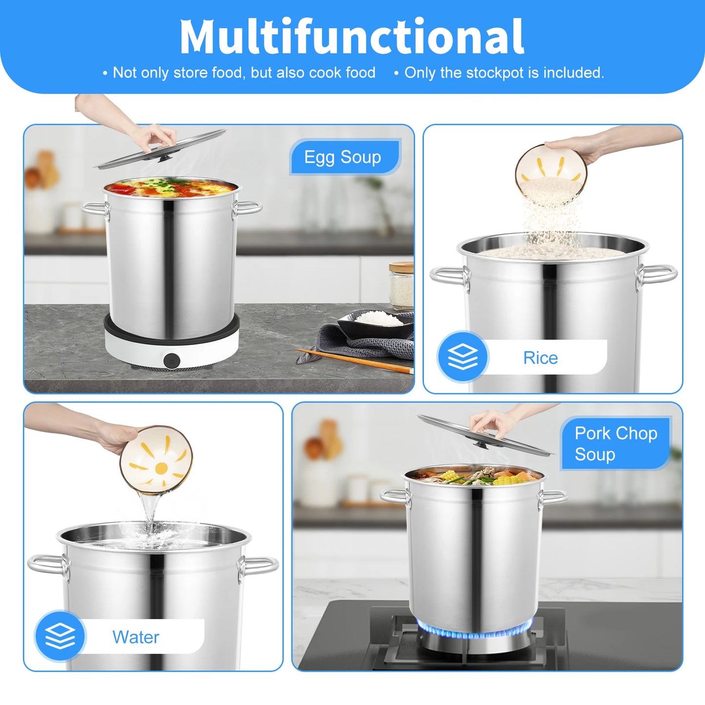 Stainless Steel Stock Pot With Lid And Handles 35/50/70L