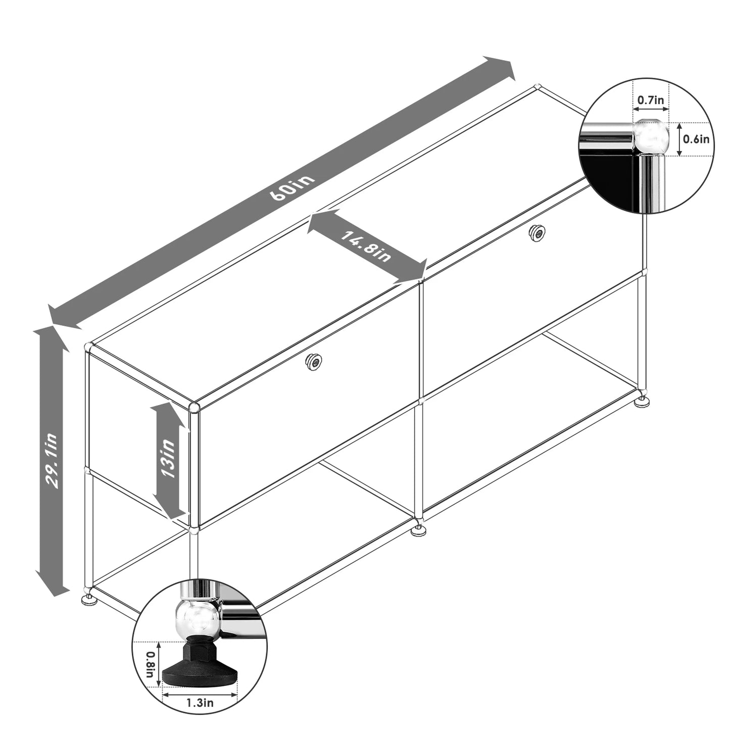 Furgle Modern Modular Metal Storage Cabinet Freestanding Sideboard