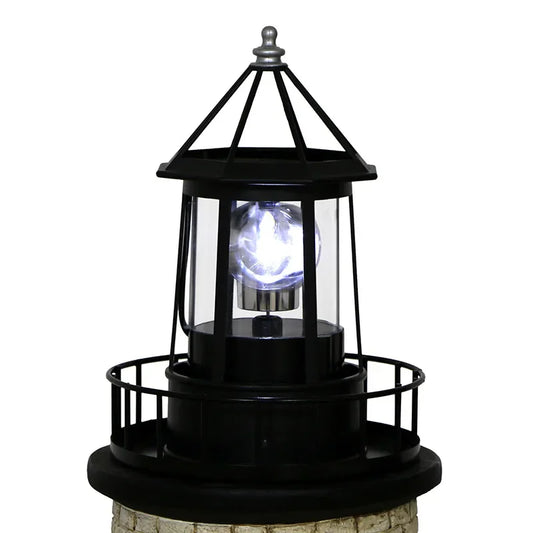 Rotating Beacon Light Iron Solar Adornment Lighthouse Garden Decor Lighthouse-shaped Landscape Lamp