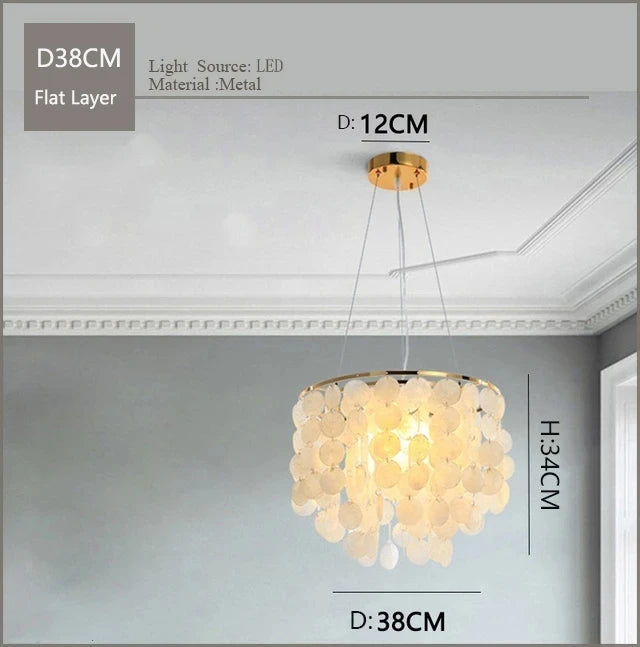 Nordic Modern Minimalist Shell Wind Chime Chandelier Romantic Living Room Restaurant Bedroom Led Decorate Ceilling Hanging Light