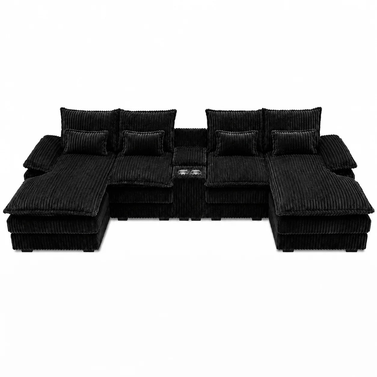 120" 5-Piece U-Shaped Sofa, Modular Sectional with Console & USB Ports, Cloud-Like Corduroy Couch for Living Room or Office