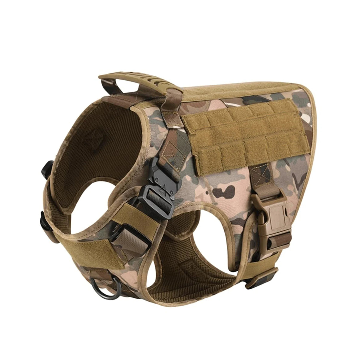 PETRAVEL Tactical Dog Harness Set With Leash And MOLLE Pouches