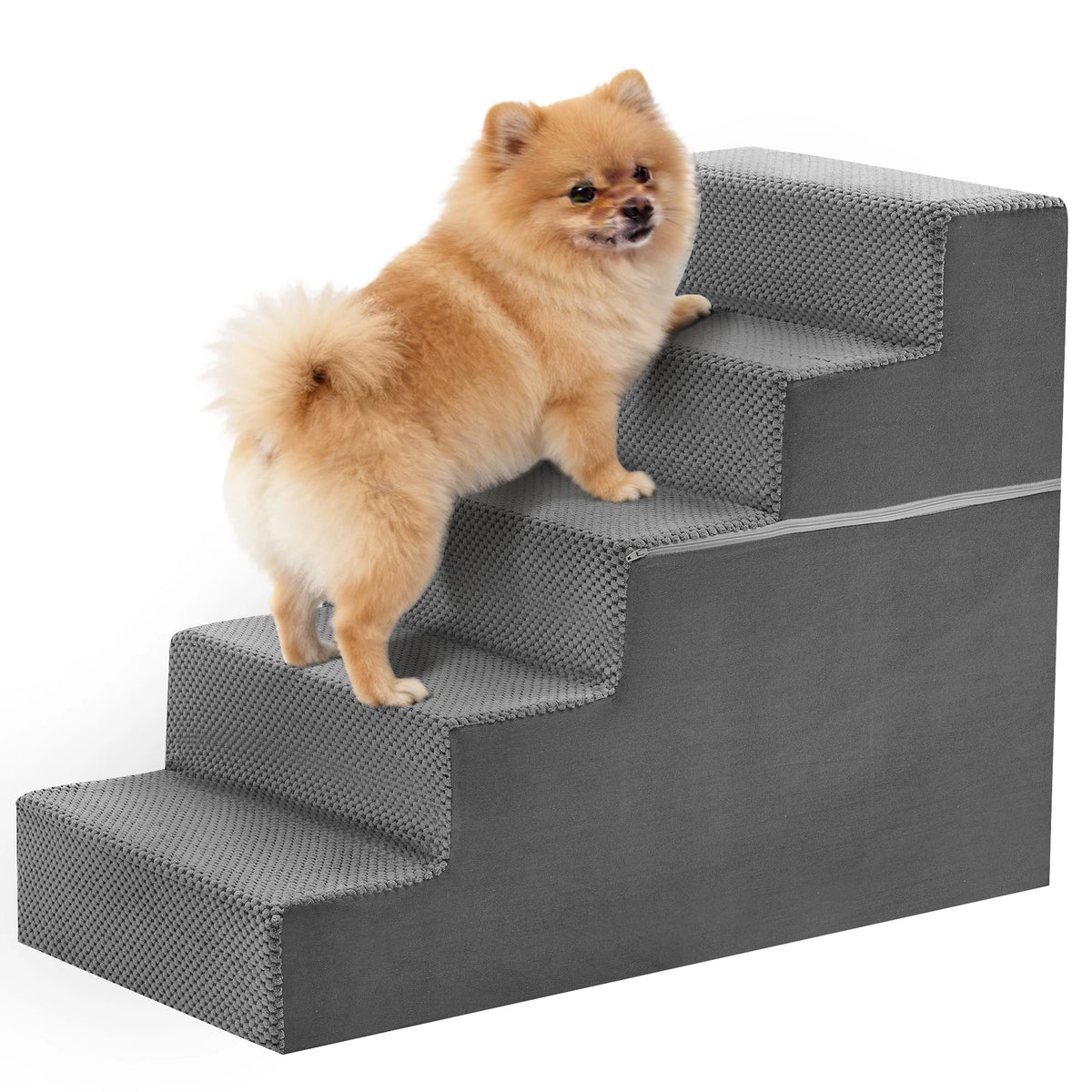 JHK Curved Foam Dog Stairs With Non Slip Pet Staircase