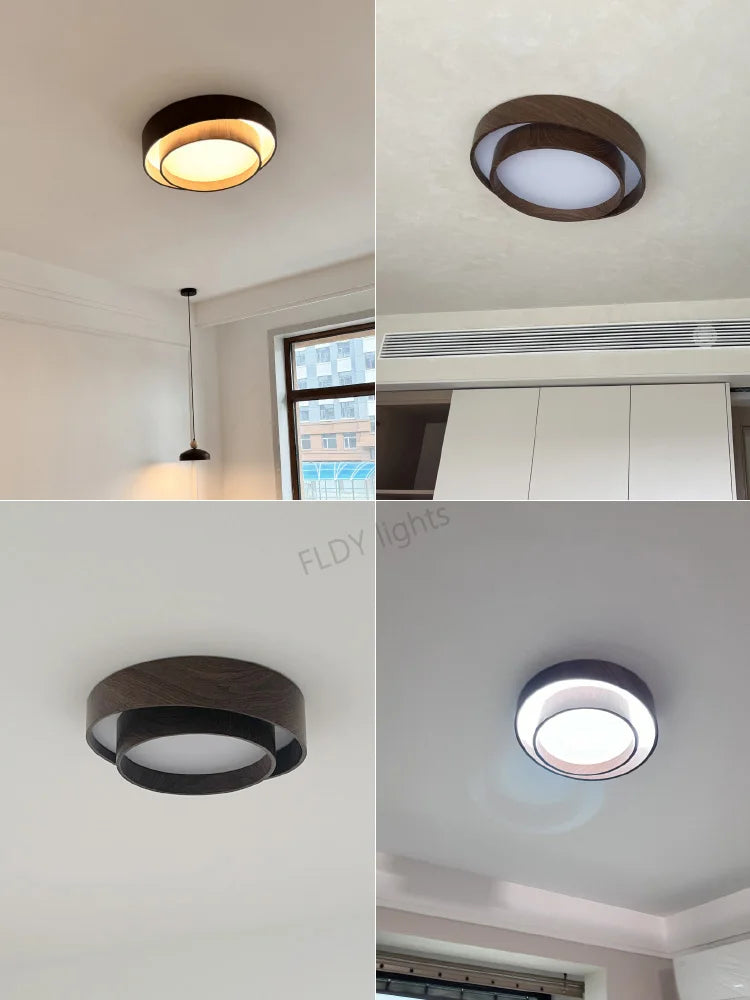 FLDY Menvix Nordic Walnut Wood LED Ceiling Chandelier