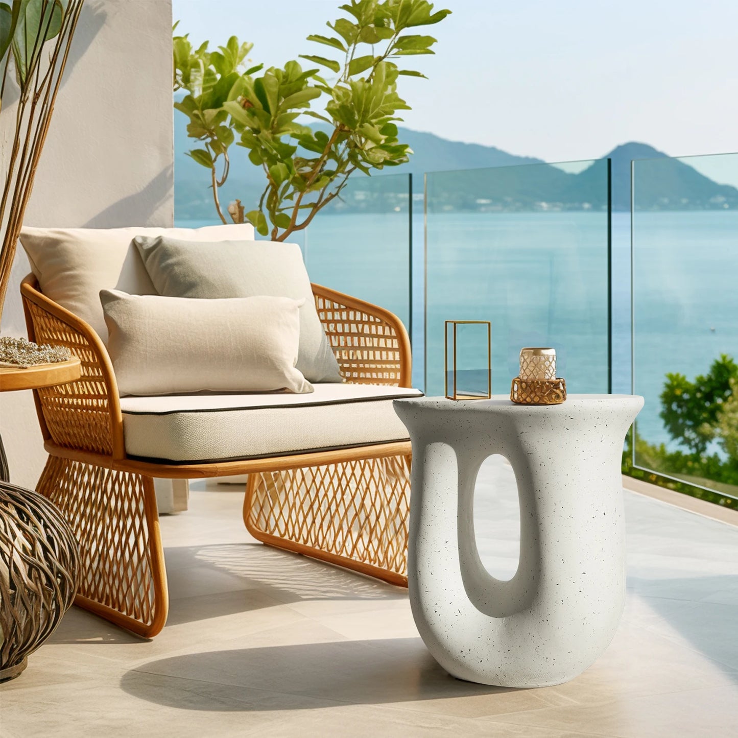 Wisfor Pedestal Table Stand Modern Handcast Polyresin End Table