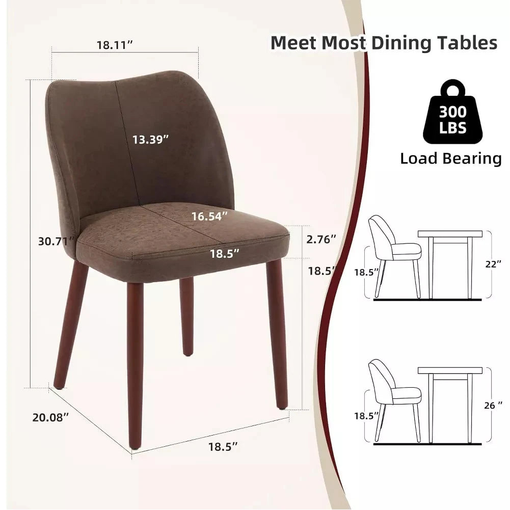 HiMISS Wingback Dining Chairs PU Leather Upholstered With Wood Legs