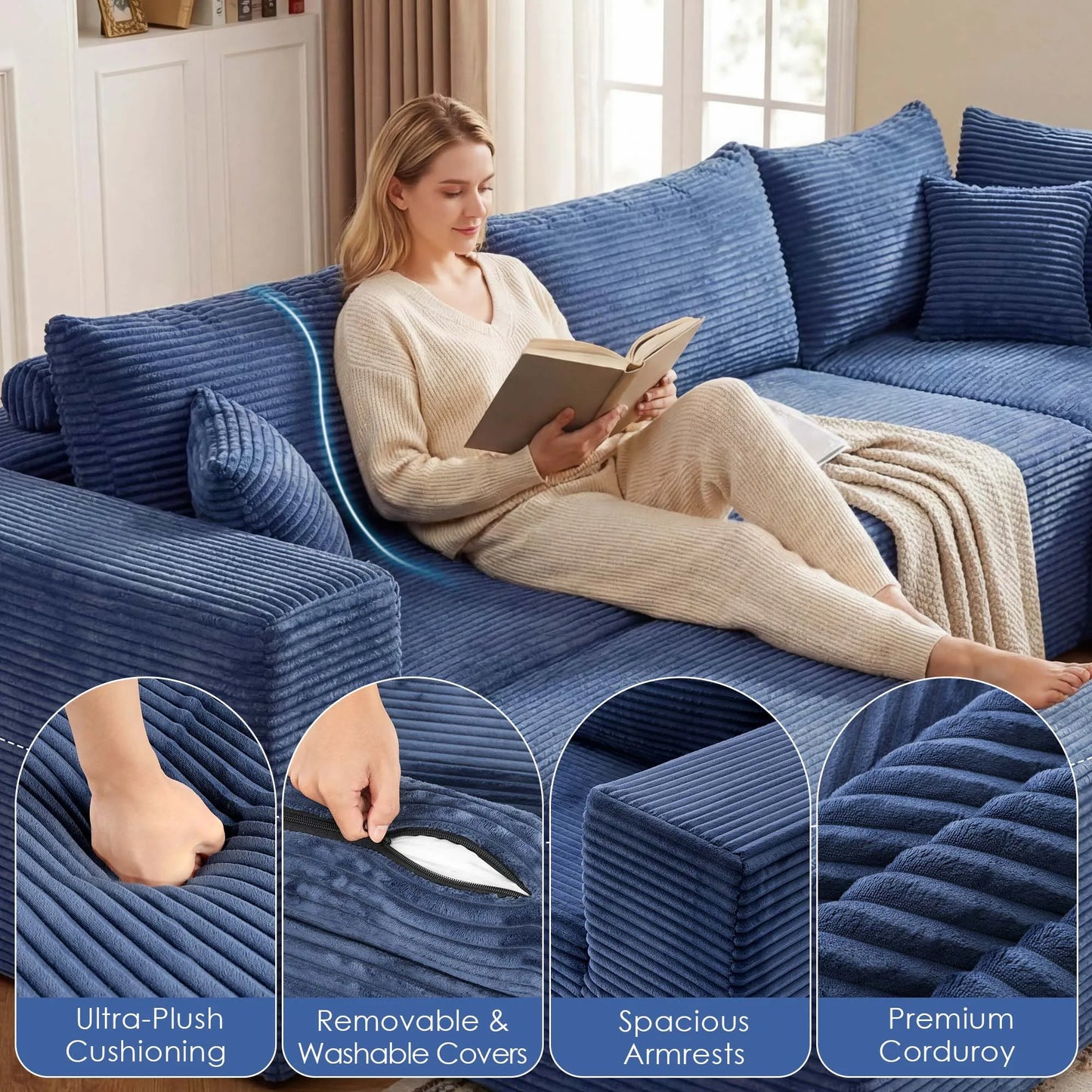 Redlife 6 Seat Modular Sectional Sofa With Ottoman
