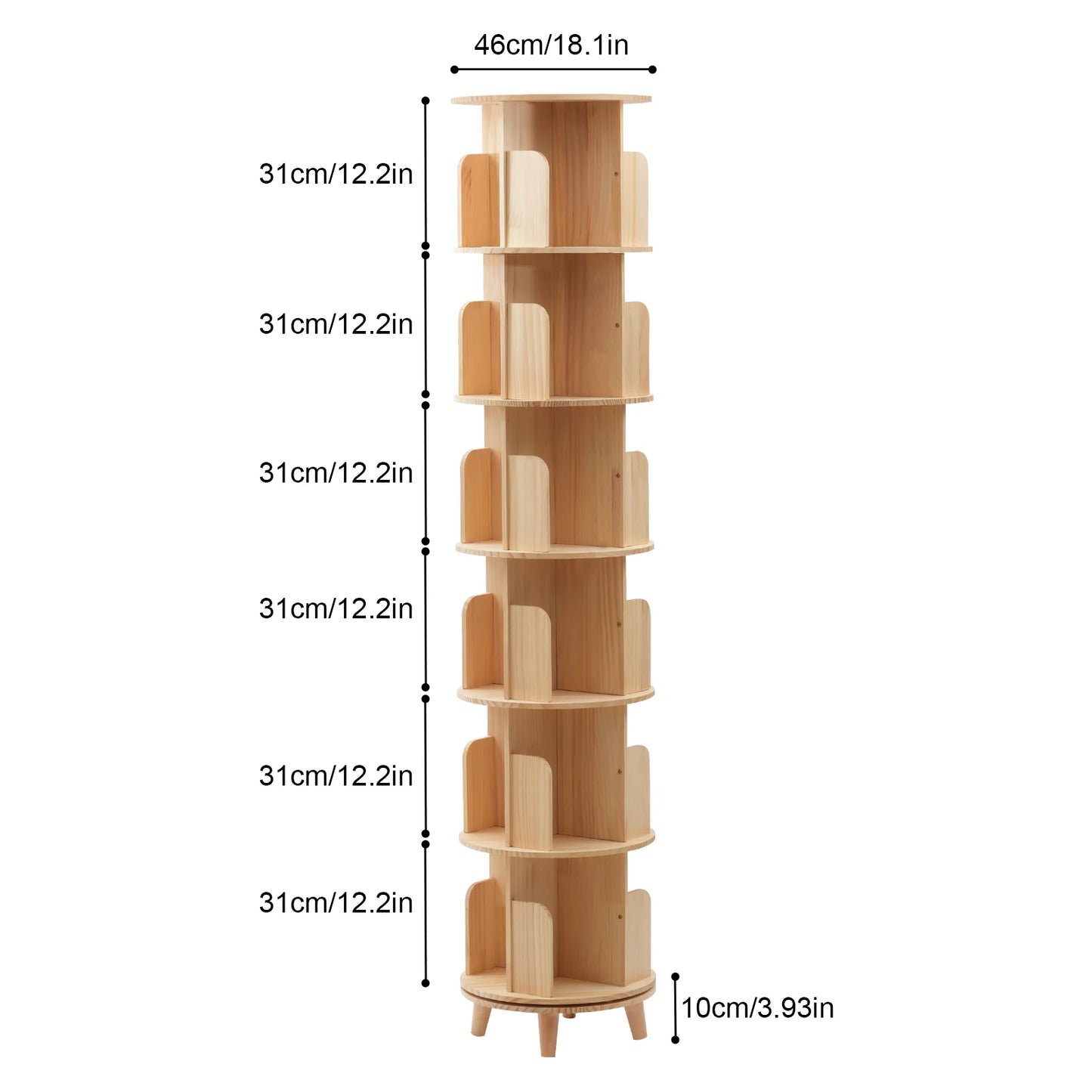Rotating Cylindrical Bookshelf Freestanding Storage Rack For Kids Home Use