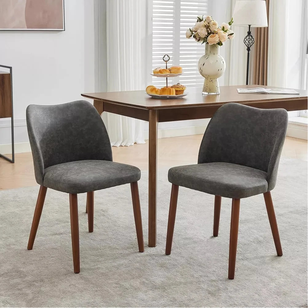 HiMISS Wingback Dining Chairs PU Leather Upholstered With Wood Legs