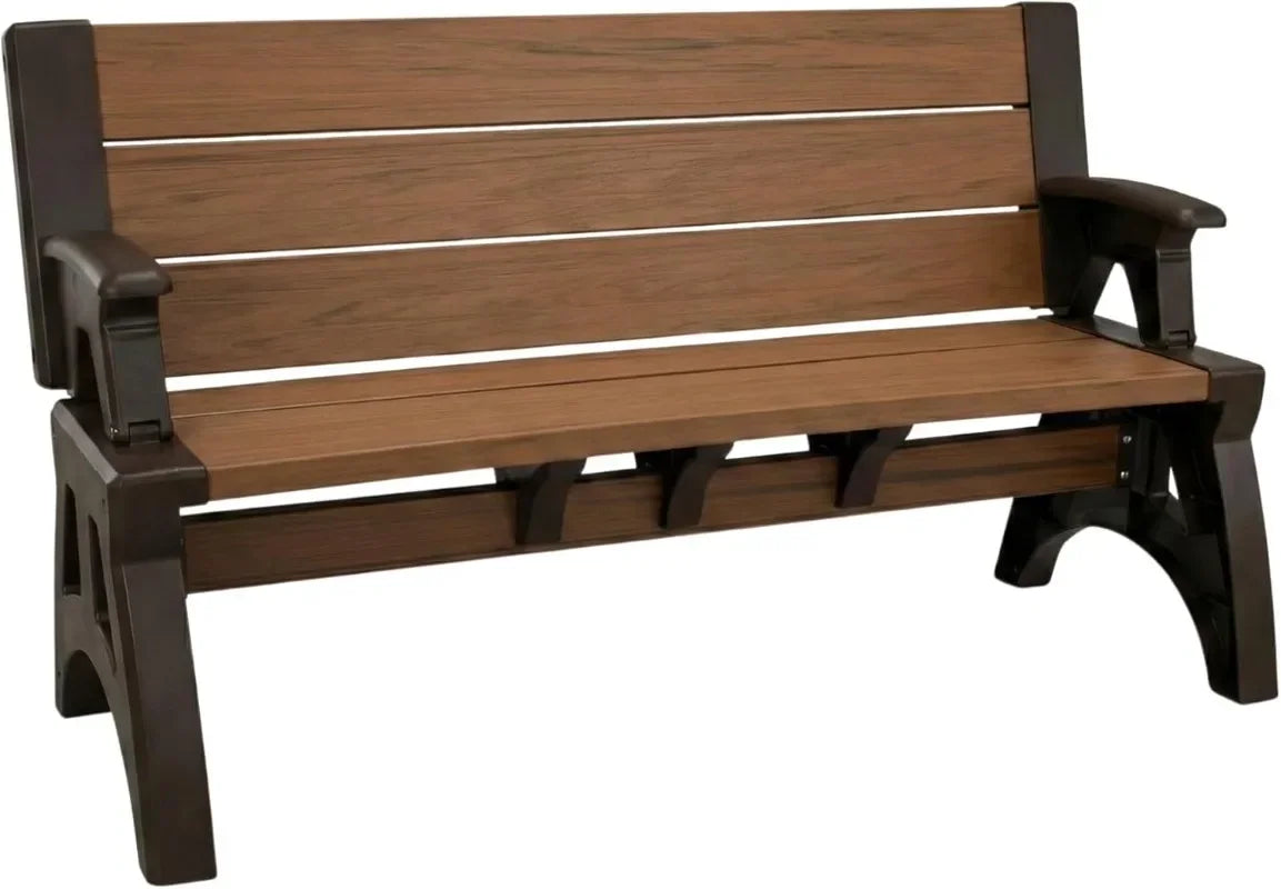 Convert-a-Bench 2-in-1 Outdoor Bench & Picnic Table - Foldable, Weather-Resistant Seating - Perfect for Patio, Lawn, Garden