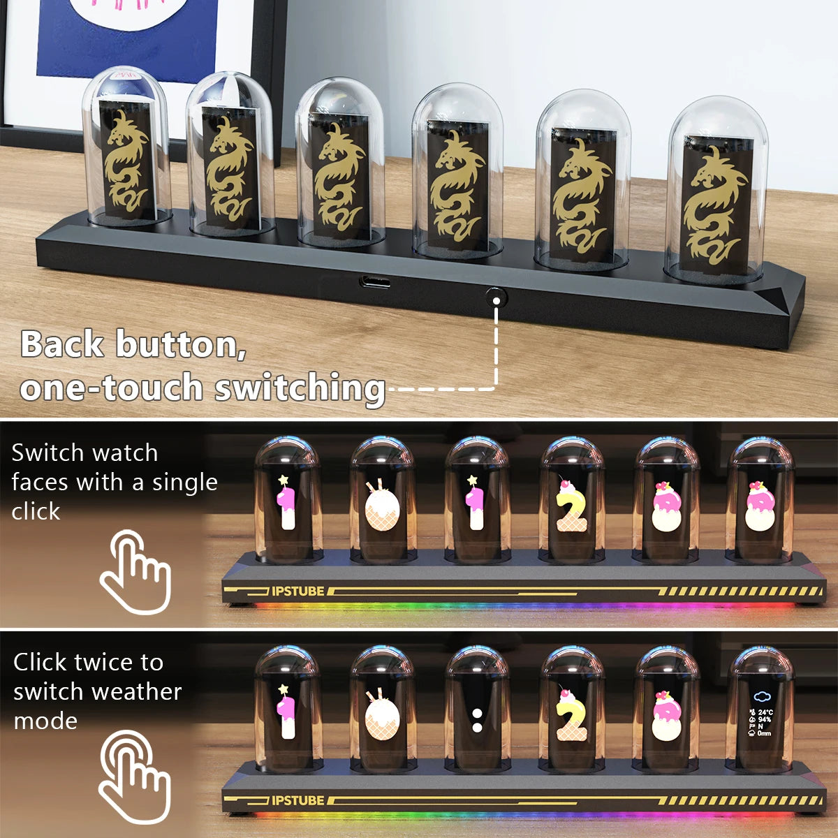 Aiopp Night Light Nixie Tube Clock Kit With Digital Calibration