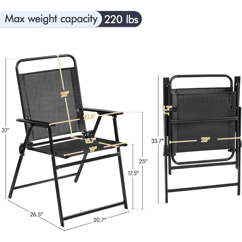 XMSJ 2 Piece Folding Outdoor Chairs With Cushions Carry Handle