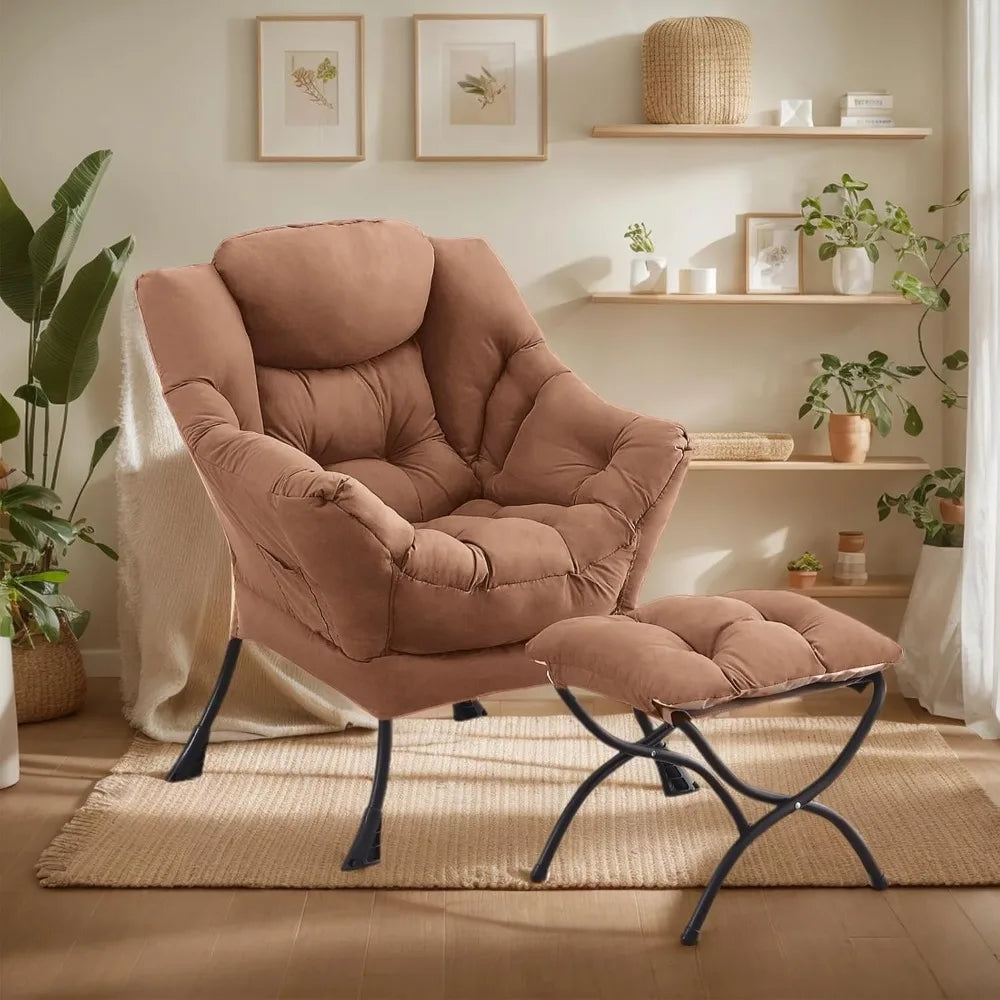 Elegant Reclining Chair And Ottoman Set With Footrest