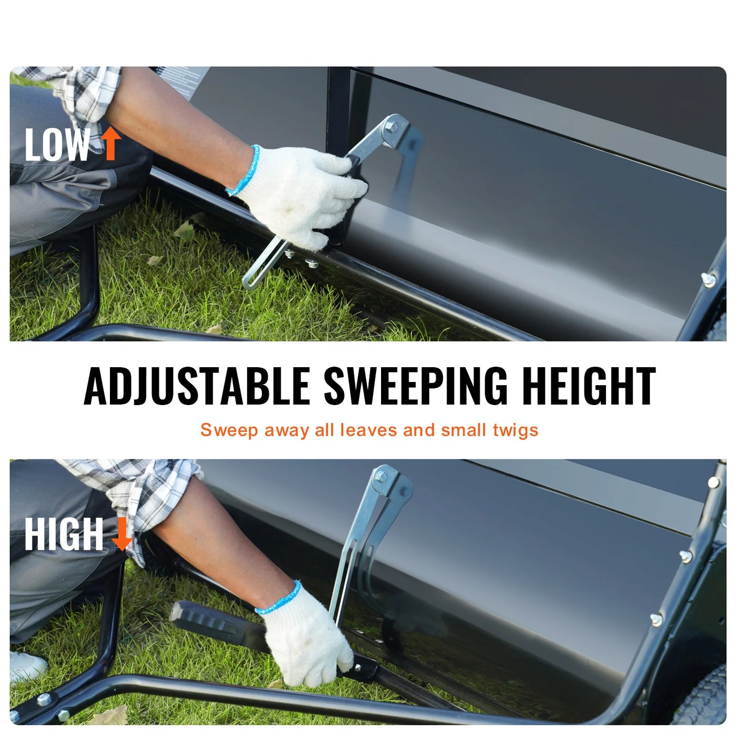 SucceBuy Tow Behind Lawn Sweeper Large Capacity Heavy Duty Leaf Grass Collector