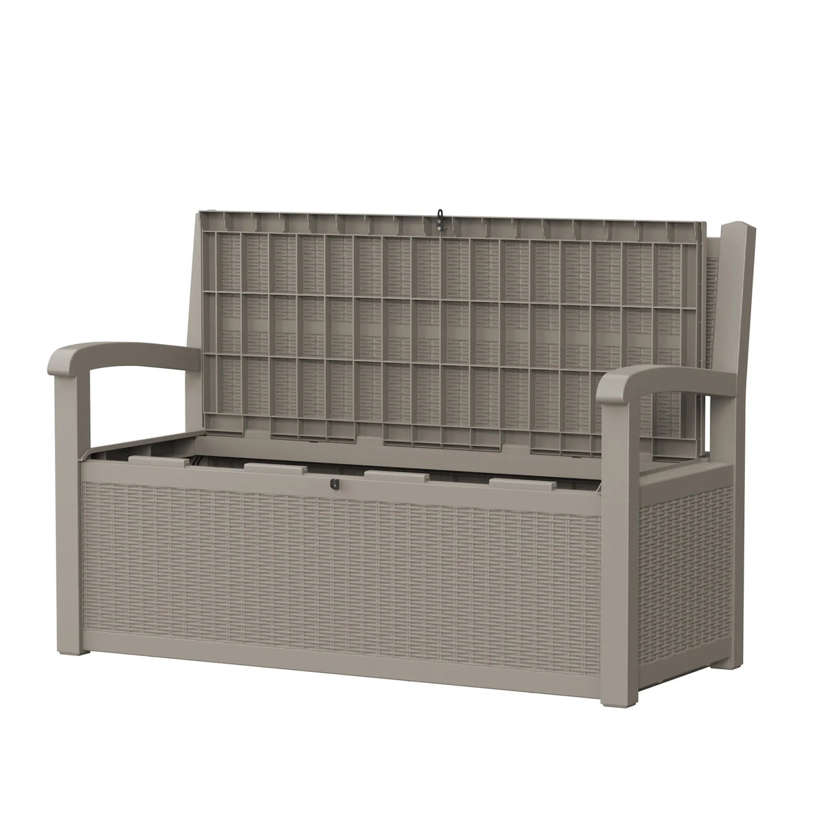Outdoor Rattan Look Resin Storage Bench for Patio Gardens