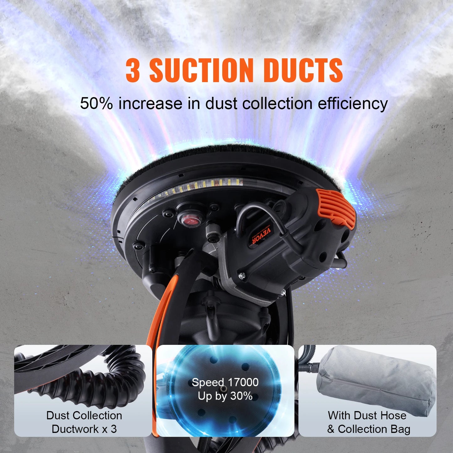 SucceBuy 900W Drywall Sander With Self Suction Handle