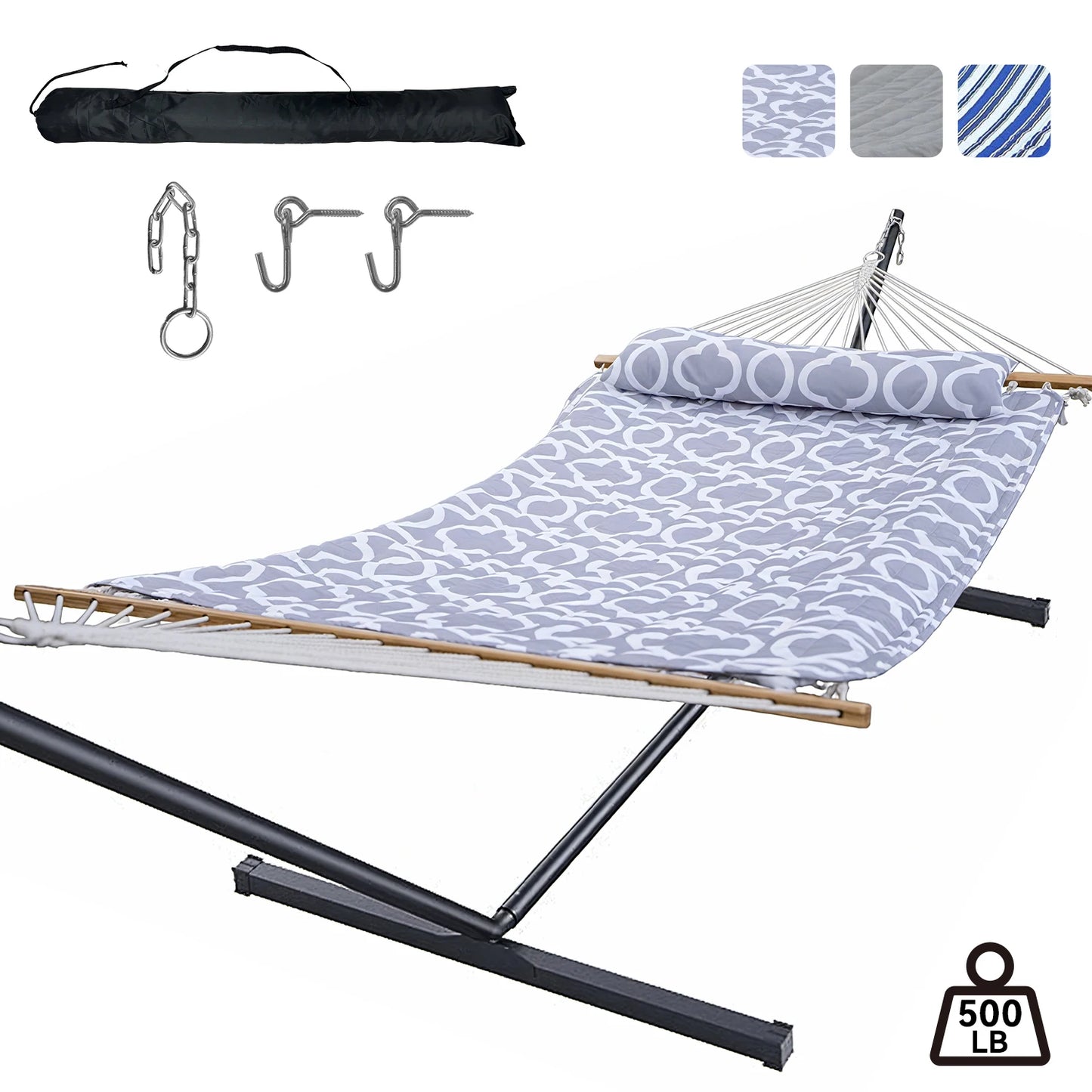 Heavy-Duty Outdoor Hammock with Steel Stand.Detachable for Versatile Use - Ideal for Courtyard, Garden Lawn, Patio Balcony, Lake