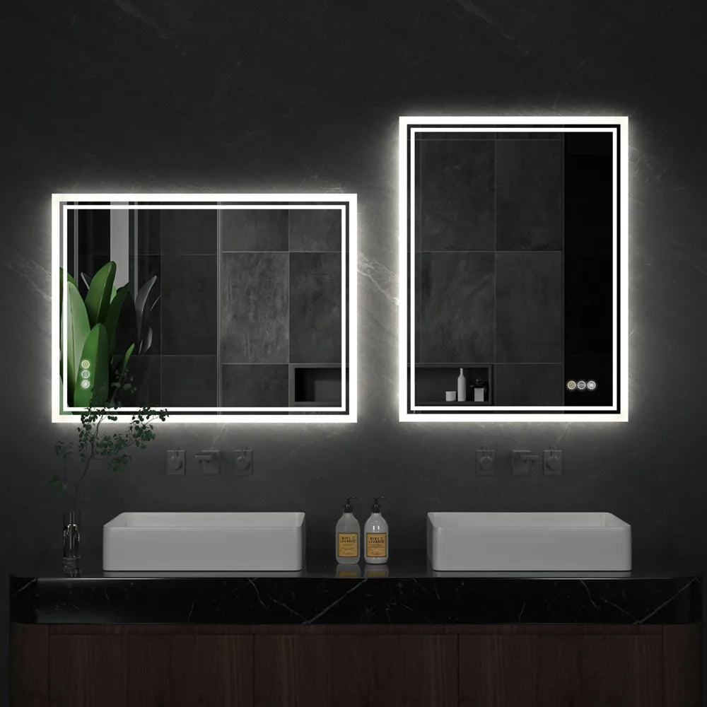 LUVODI Illuminated Backlit Defog Wall Mounted Bathroom Mirror