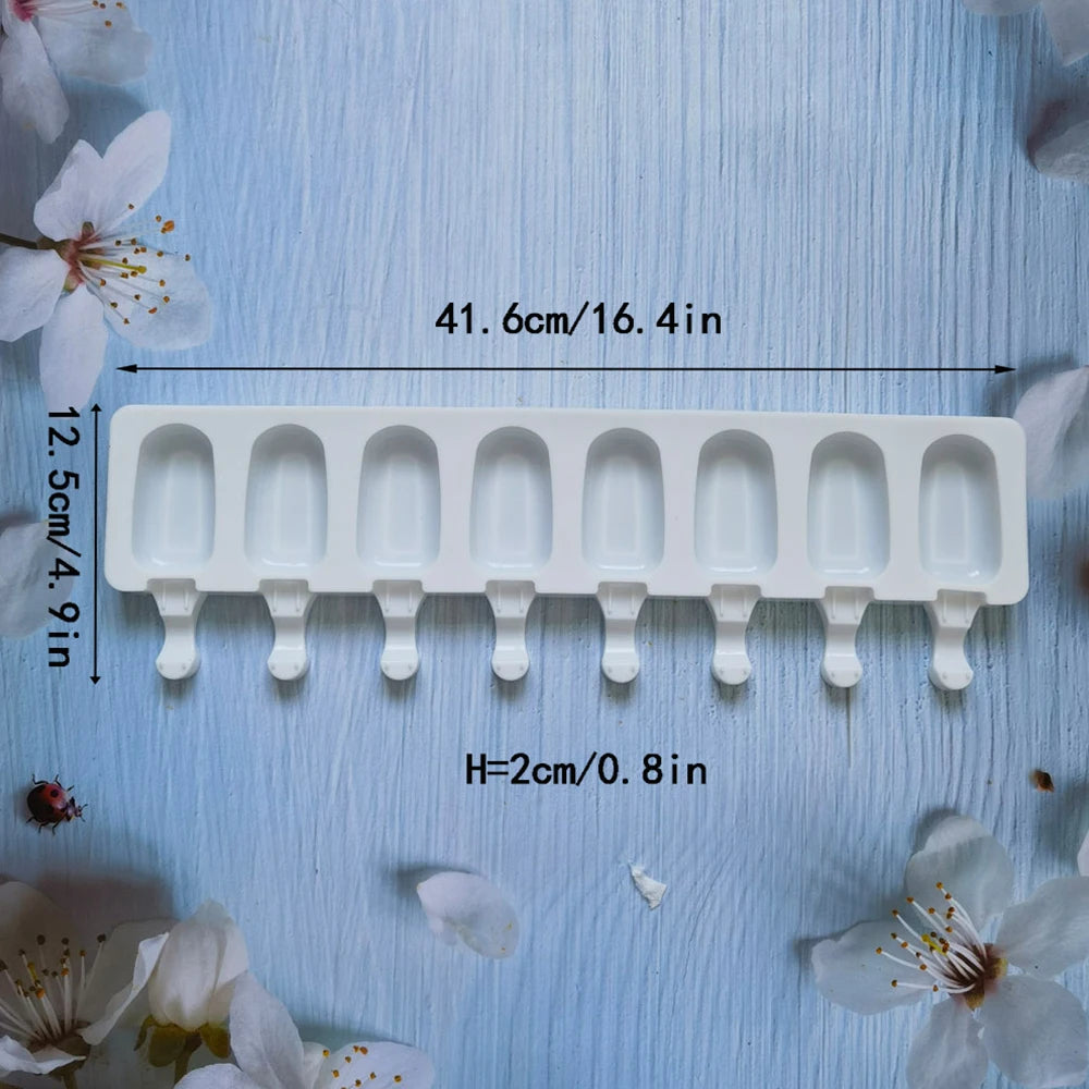 Eight Hole Silicone Ice Cream Mold For Freezer Popsicles