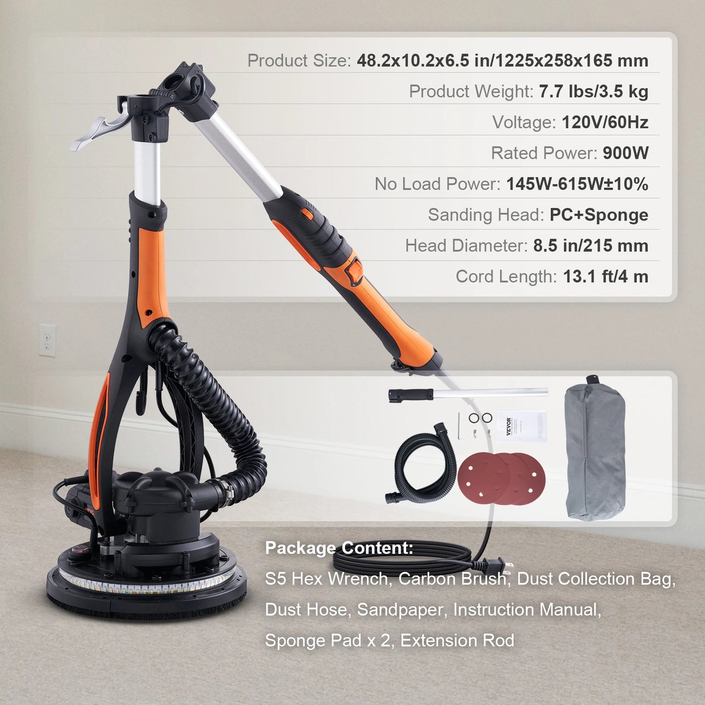 SucceBuy 900W Drywall Sander With Self Suction Handle