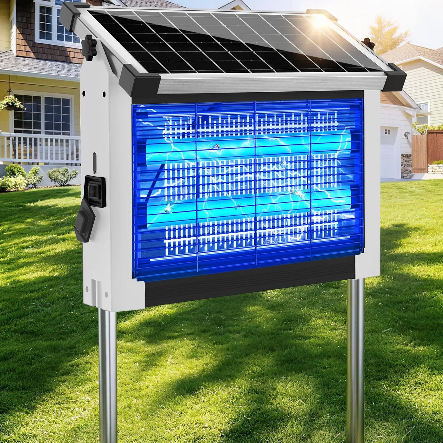 Solar Mosquito Zapper Outdoor 4500V Waterproof With Panel Sensor