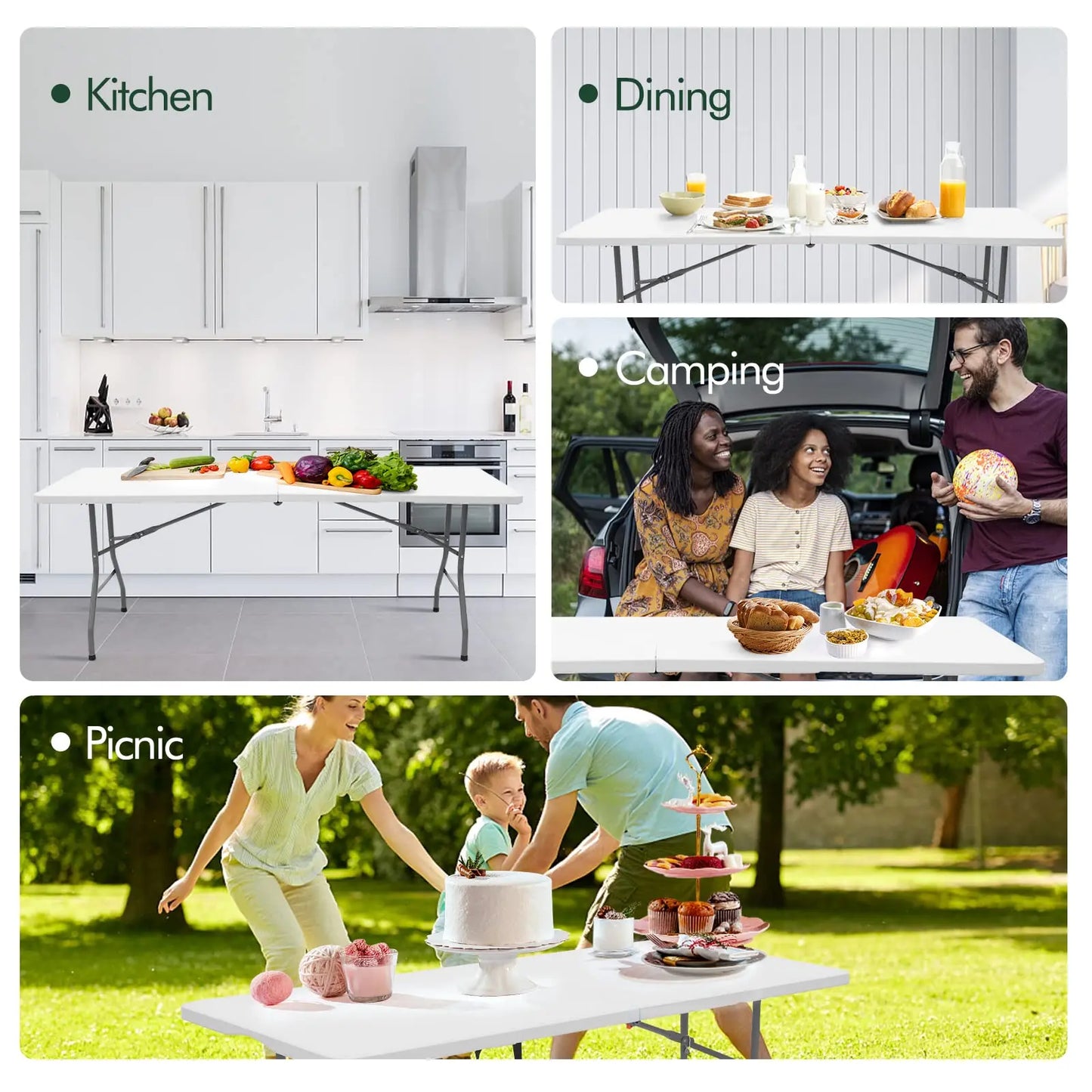 Folding Plastic Table Lightweight Foldable Utility Table