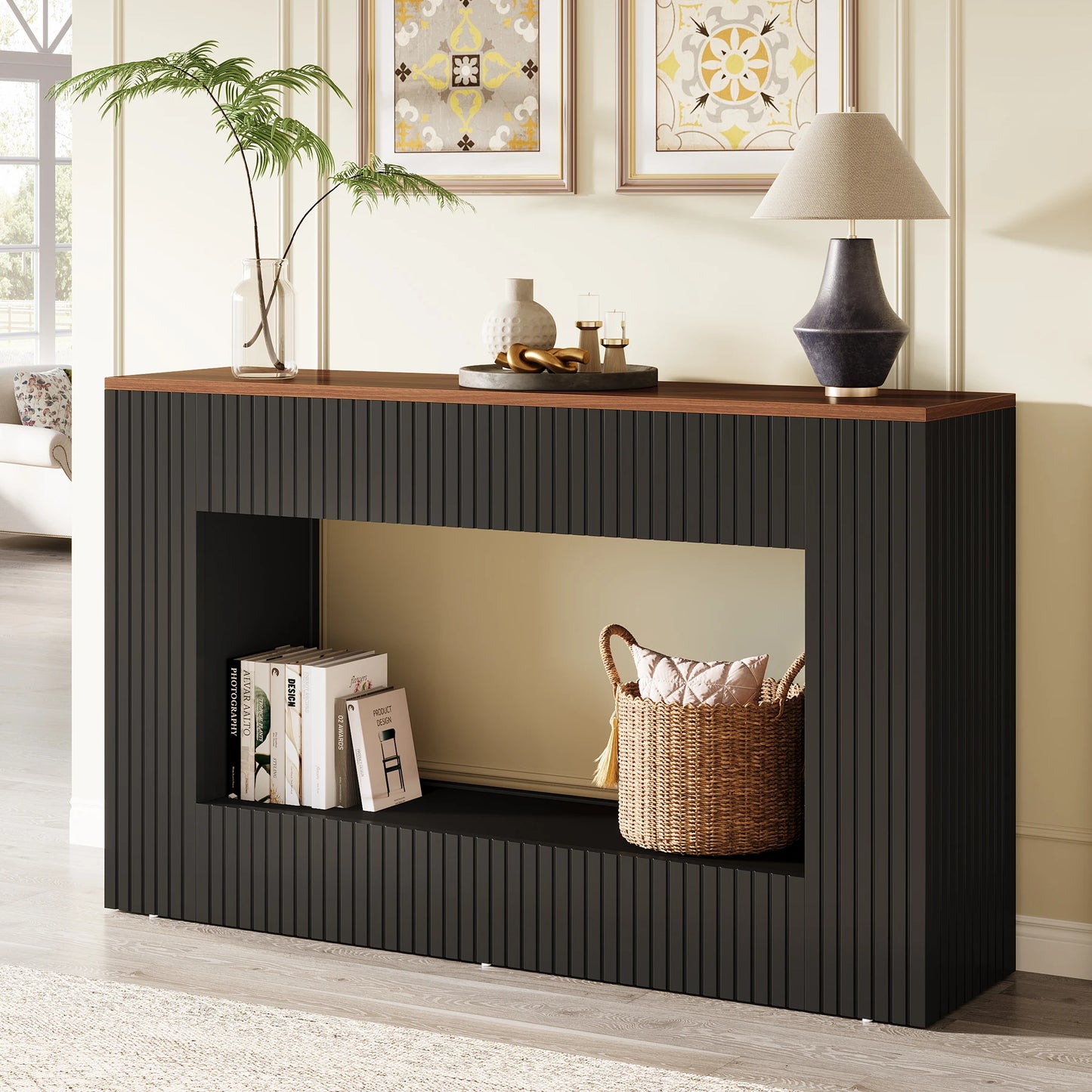 Tribesigns Console Table, 55-Inch Wood Entryway Table with Storage, Narrow Long Sofa Table Behind Couch Table for Living Room