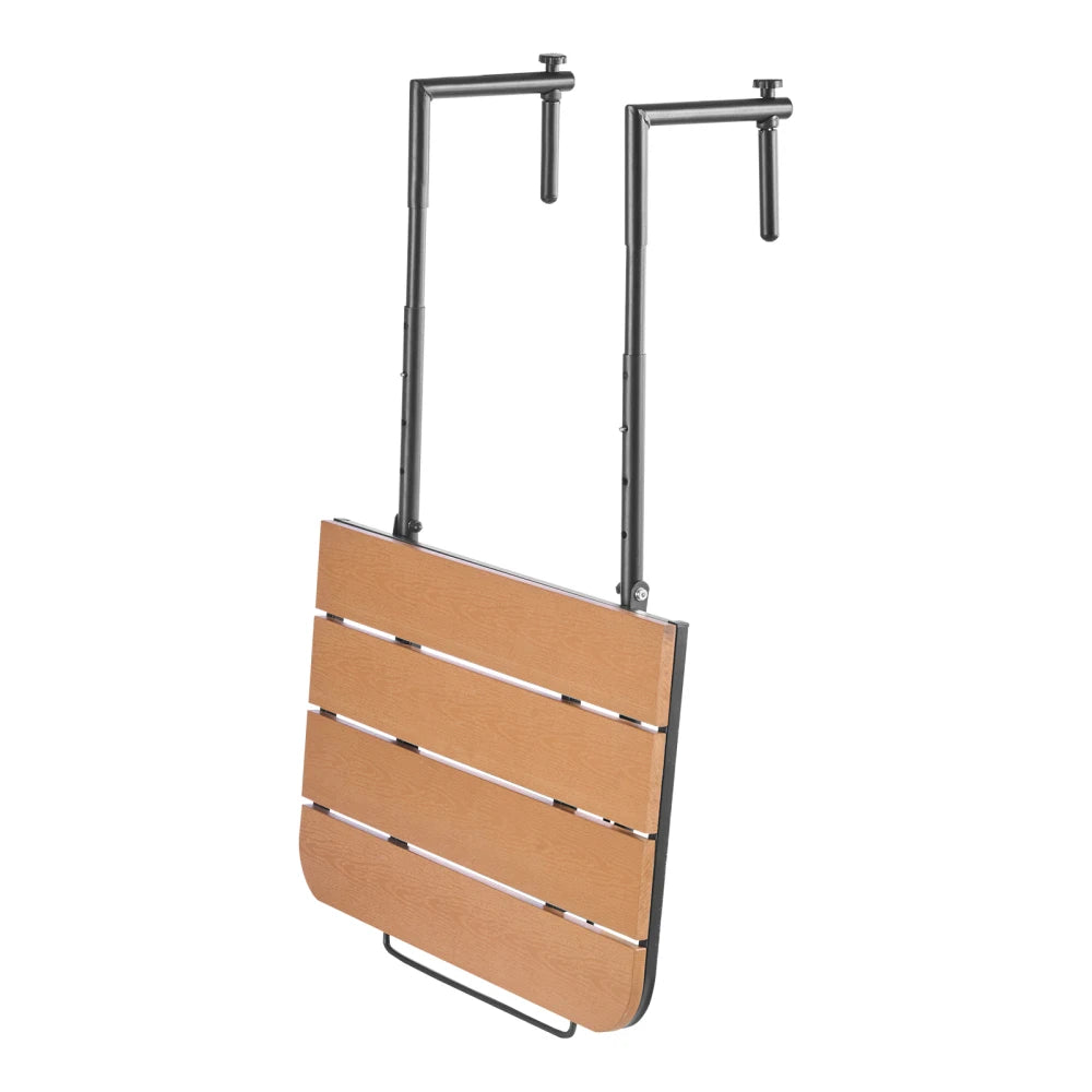 Balcony Hanging Table 25x24in, Adjustable Outdoor Patio Railing Bar Table, Space Saving Foldable Design for Balcony Garden Use