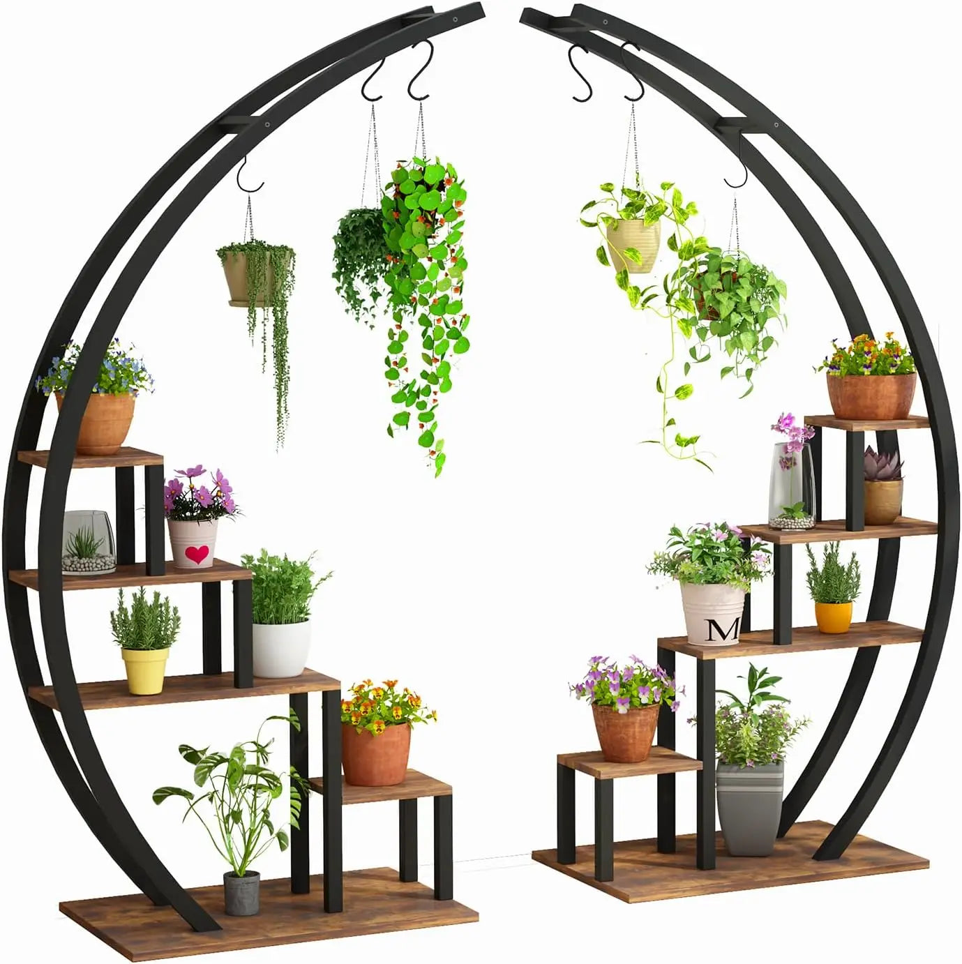 TWISTER.CK 5-Tier Metal Half Moon Plant Stand Indoor Garden Rack