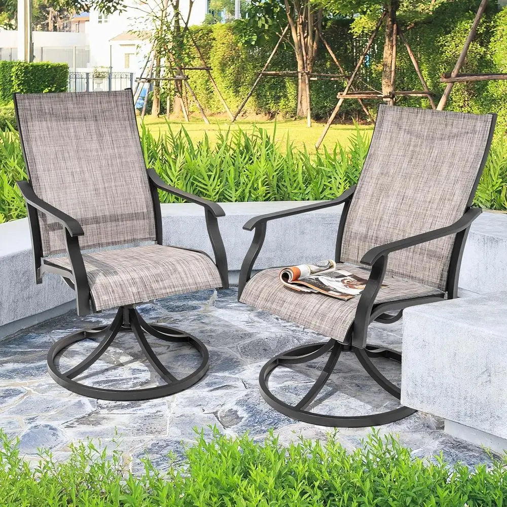 Swivel Outdoor Dining Chairs, All Weather Textilene High Back Set