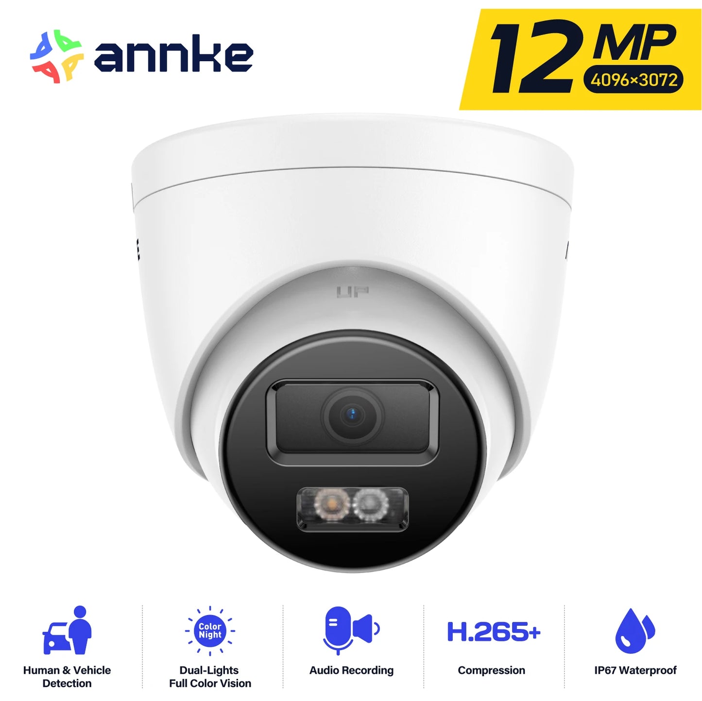 Annke 12MP Outdoor PoE Security Camera Featuring Night Vision Microphone