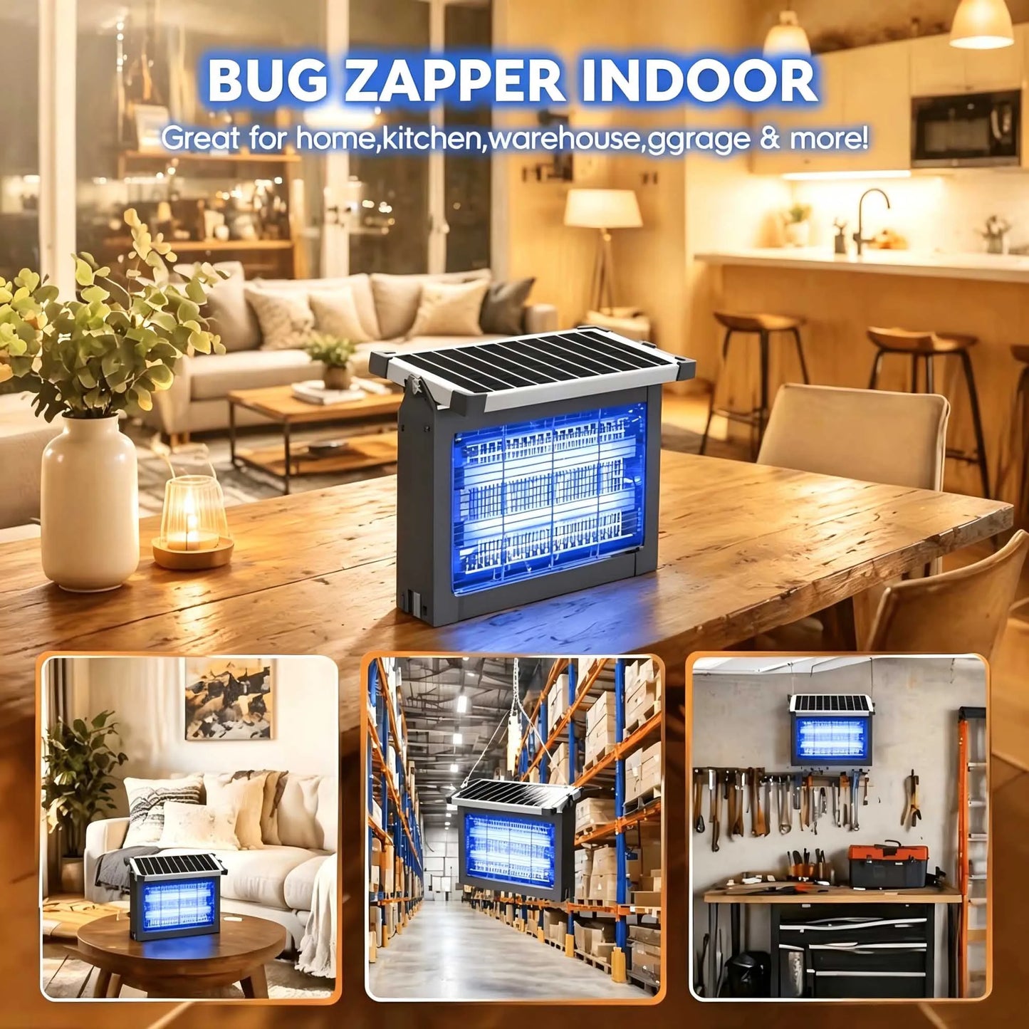 Solar Mosquito Zapper Outdoor 4500V Waterproof With Panel Sensor