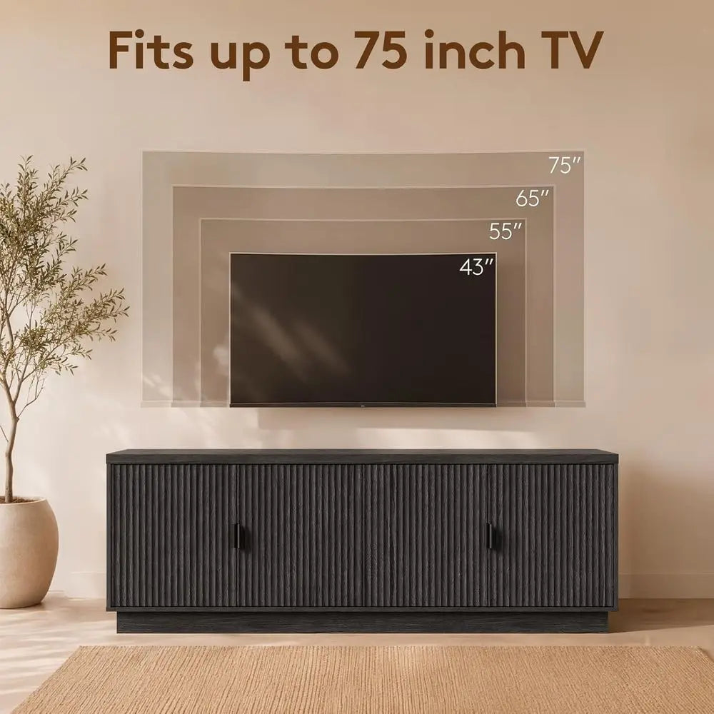 TV Stand And Entertainment Center With Adjustable Shelves And Storage Cabinet