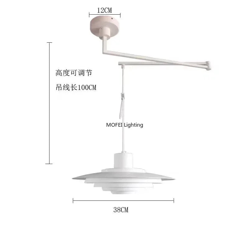 Nordic Lamp White Silver Metal E27 Minimalism LED Chandelier Art Design Kitchen Bedroom Home Decoration Adjustable Pendant Light