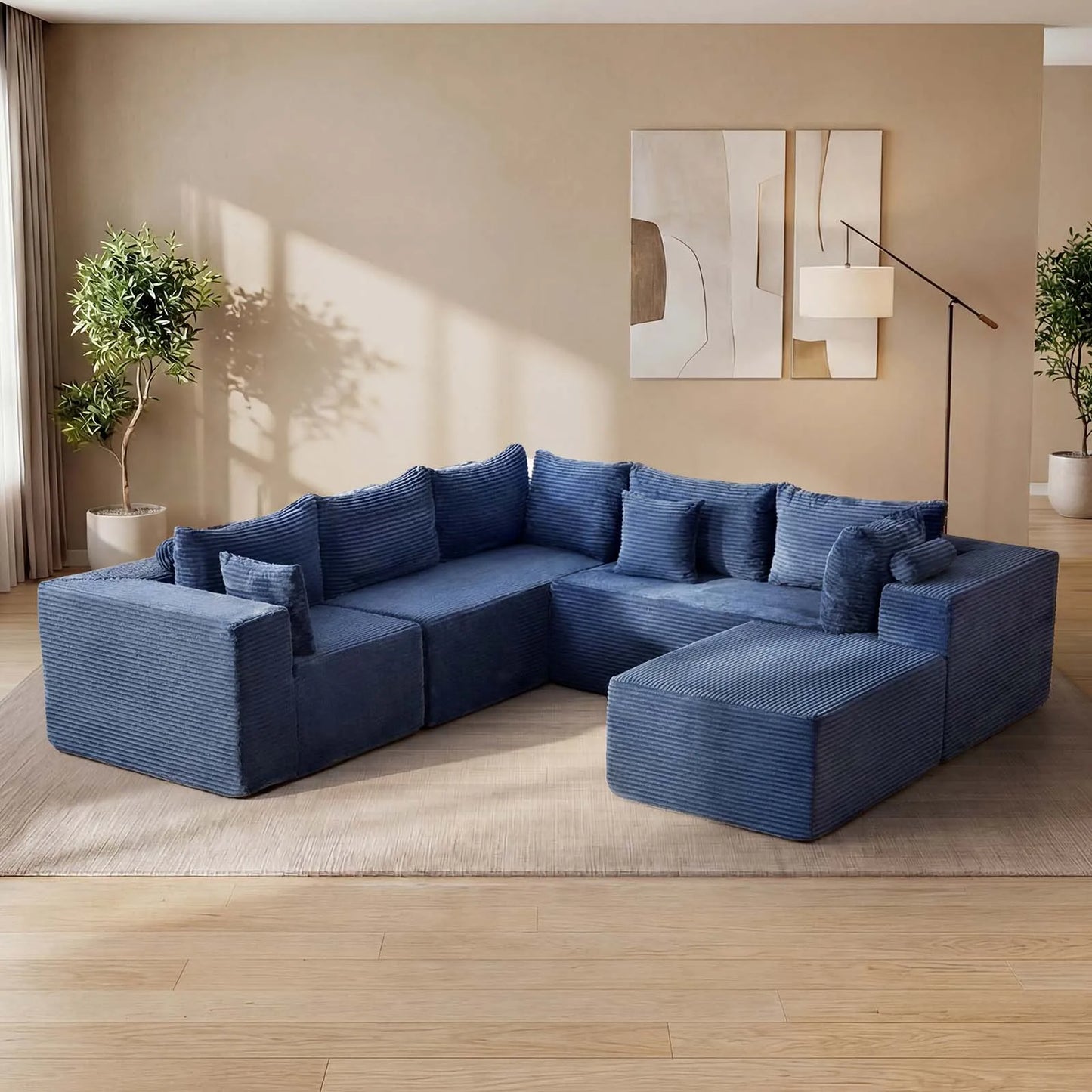 Redlife 6 Seat Modular Sectional Sofa With Ottoman