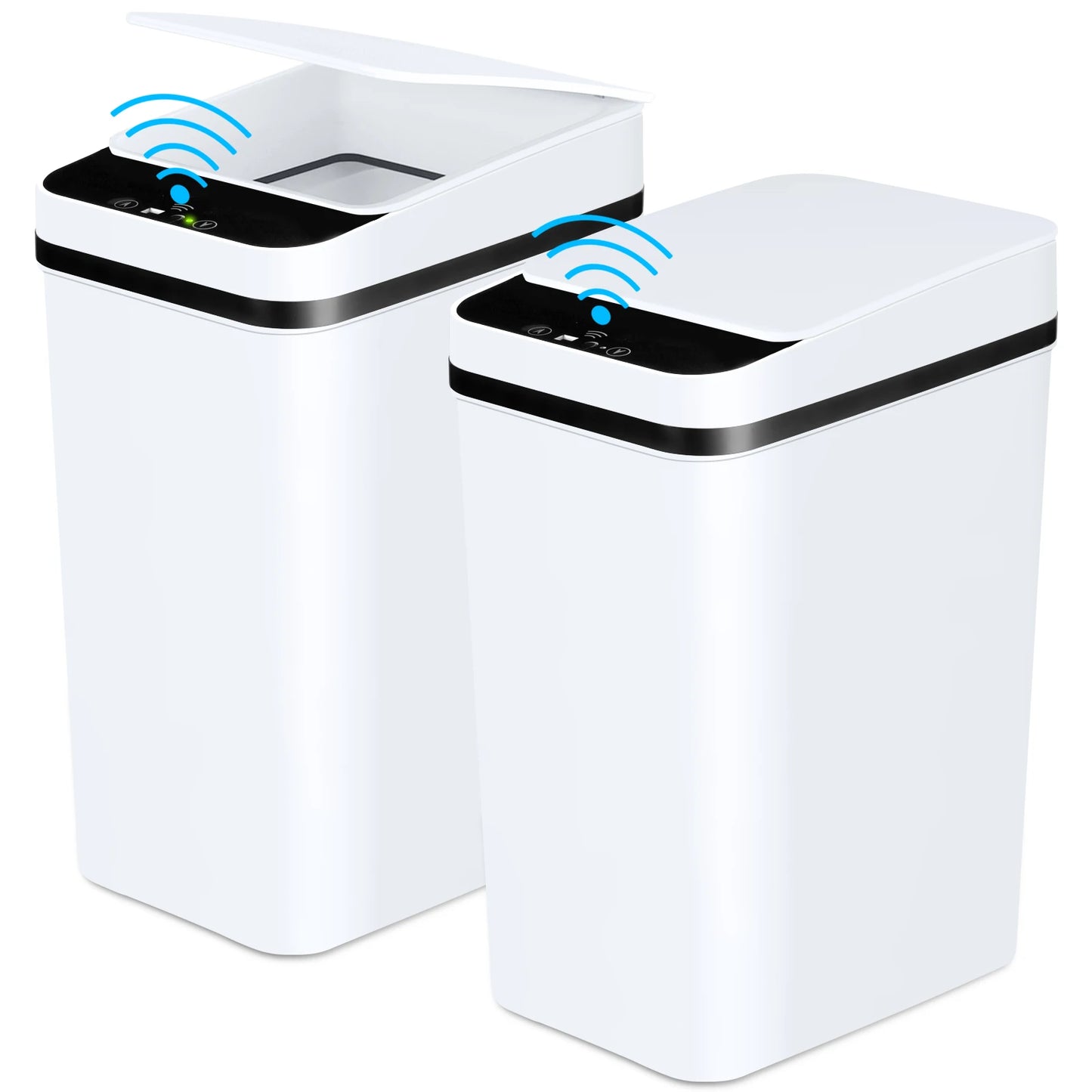 2 Pack 12L Touchless Bathroom Trash Cans With Sensor Lid