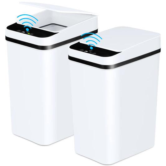 2 Pack 12L Touchless Bathroom Trash Cans With Sensor Lid