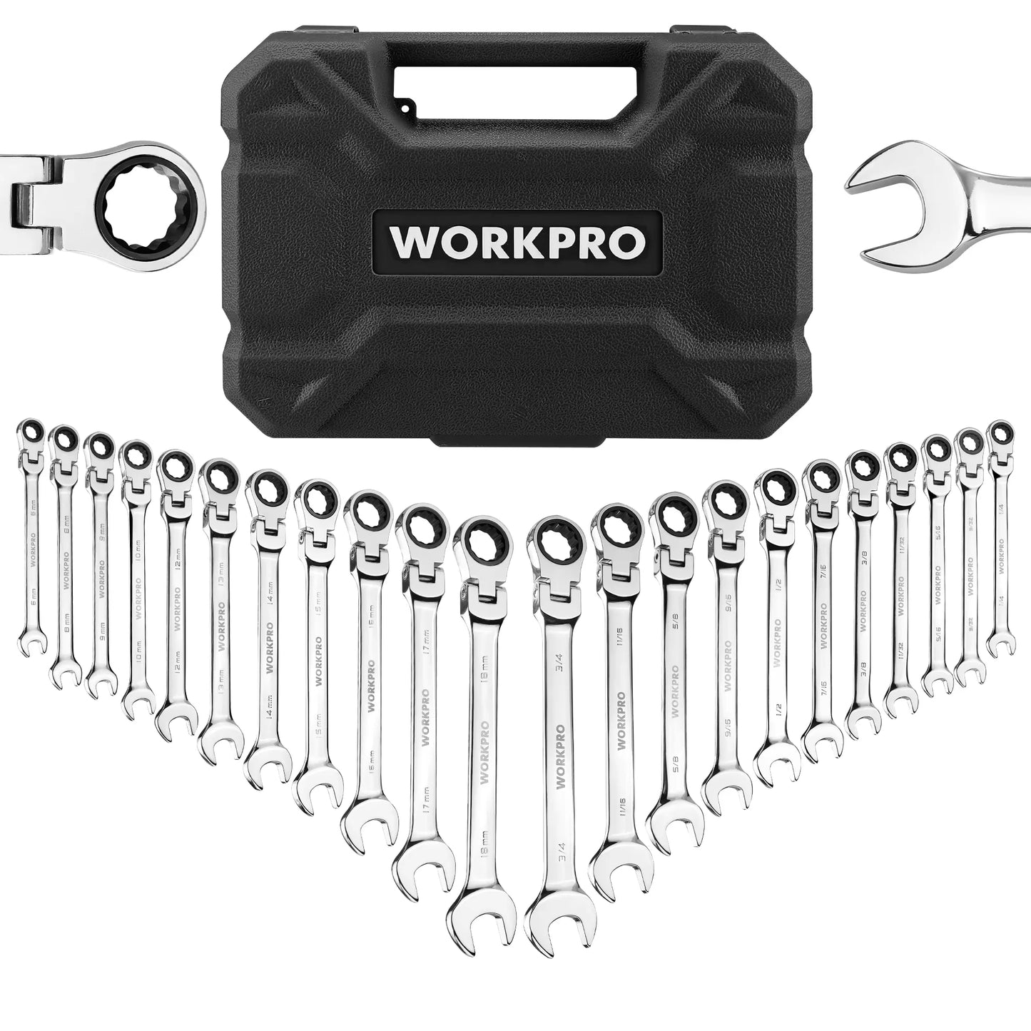 WORKPRO Ratcheting Wrench Set 21pc With Box 72 Teeth