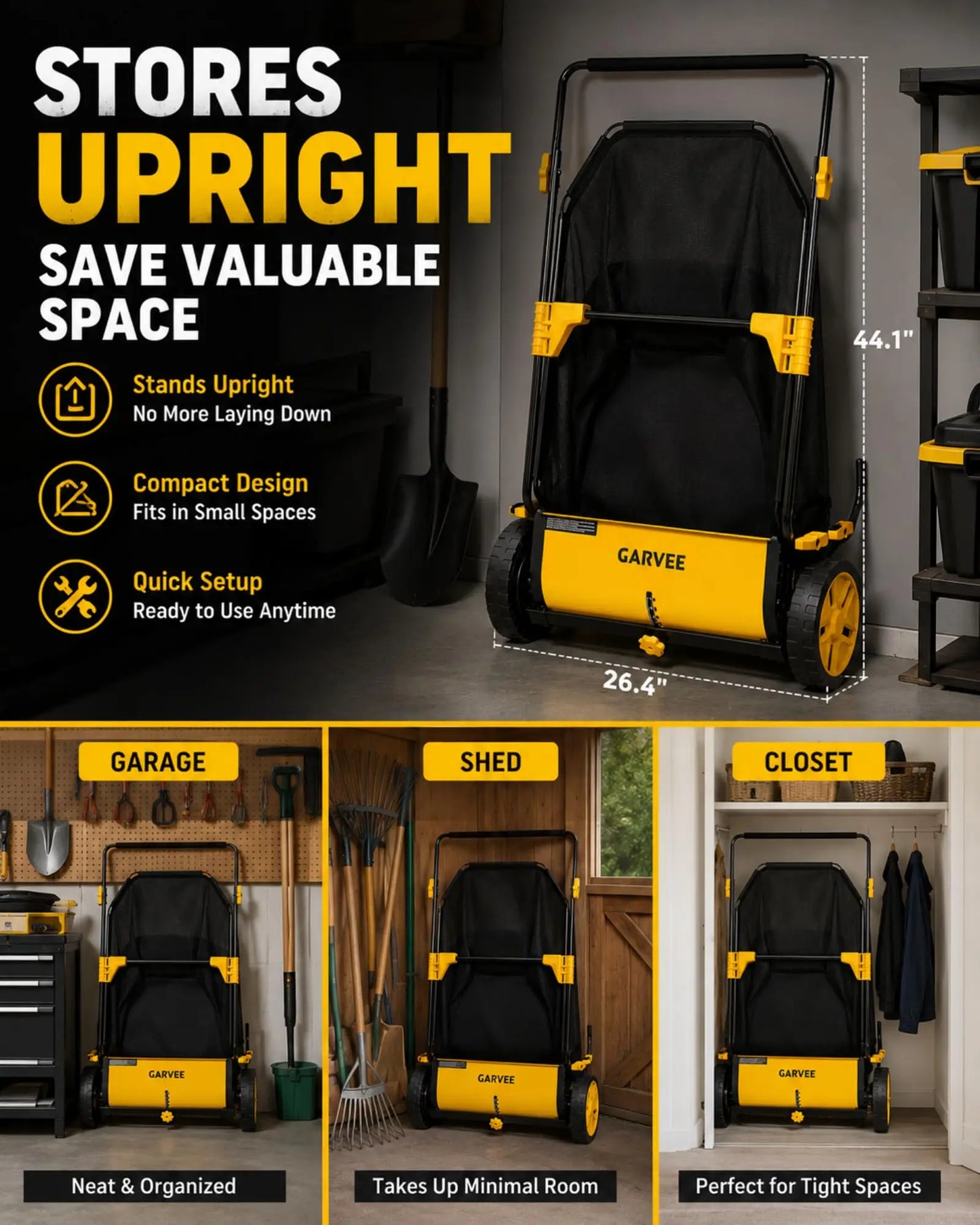 HiMISS Manual Operated Lawn Sweeper With 3.5 CuFt Mesh Bag