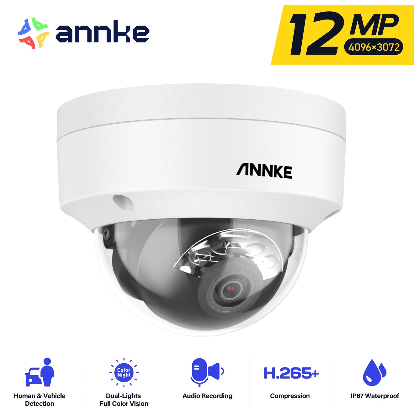 Annke 12MP Outdoor PoE Security Camera Featuring Night Vision Microphone