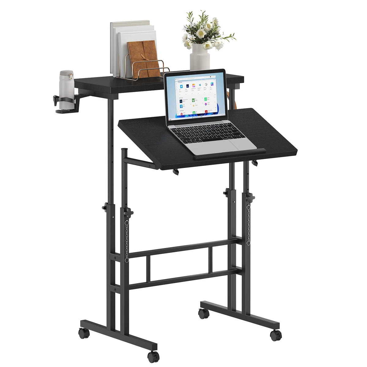MCQ Rolling Height Adjustable Standing Computer Desk for Home Office