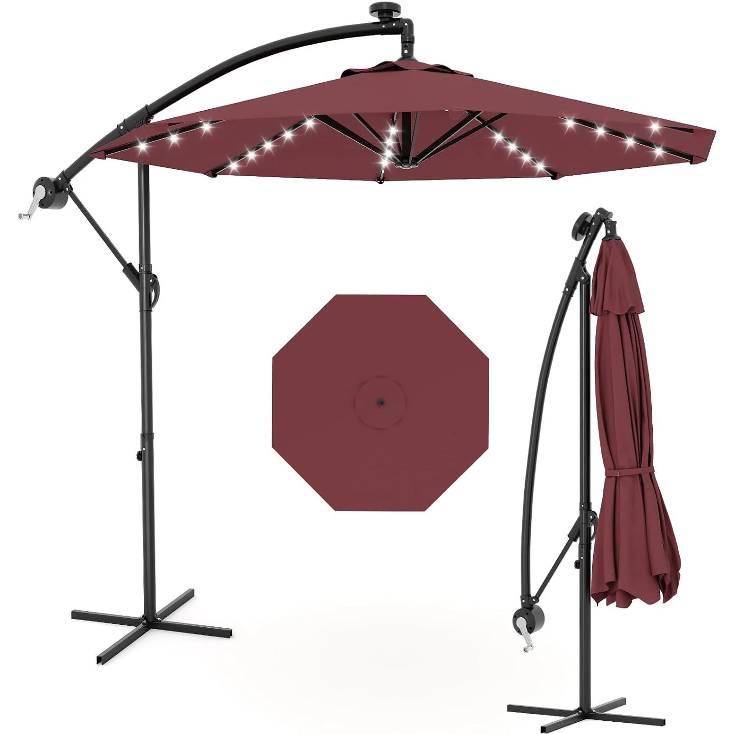 HiMISS Offset Patio Umbrella With Solar LED Lights